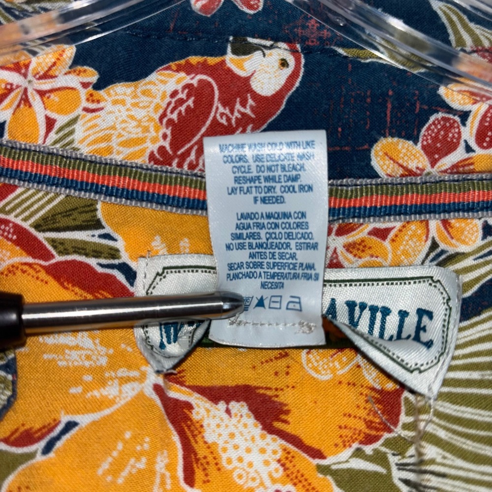 Margaritaville Mens XL Rayon Tropical Parrot Hibiscus Floral Button Down Shirt - Picture 3 of 12